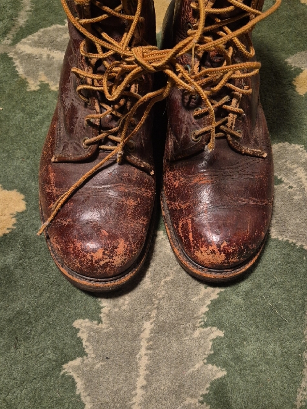 Men's Rustic Brown Leather Lace-Up Work Boots - Picture 4 of 12